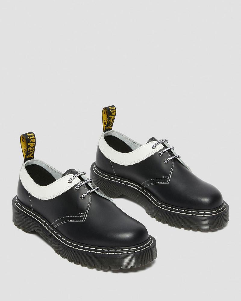 Zapatos Oxford Dr Martens 1461 Bex Smooth Contrast Cuero Hombre Negros Blancos | MX 22JPQ